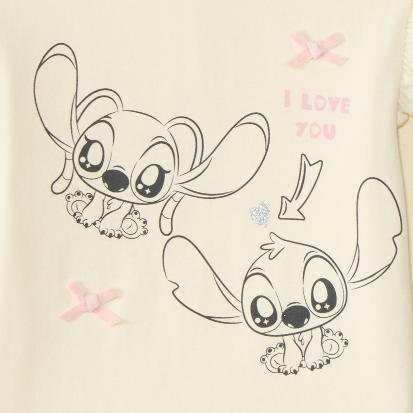 Camiseta de manga larga para bebé niña con estampado de Stitch y Angel. 