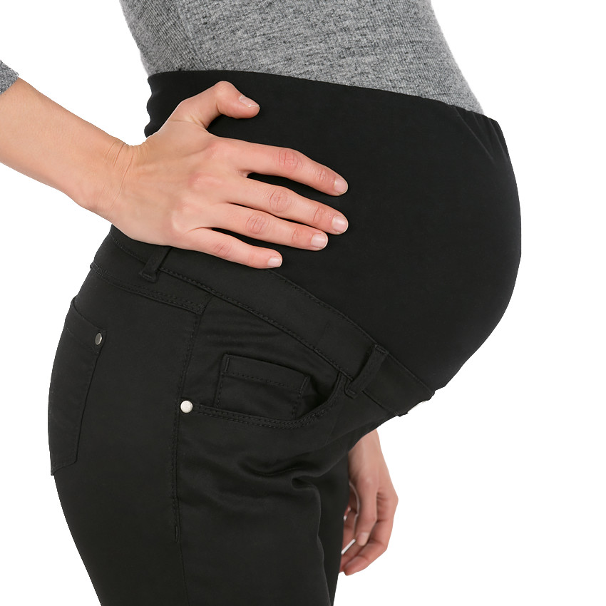 Pantalones de embarazo en twill con banda alta 