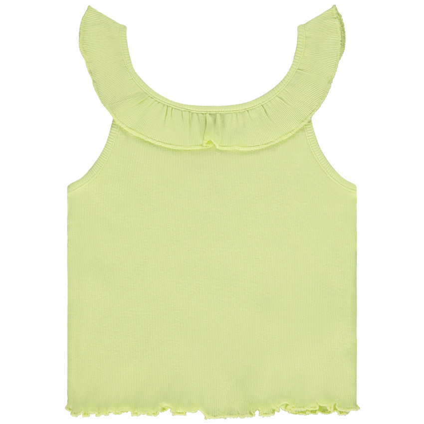 Camiseta de tirantes efecto canalé con cuello volante para niña 