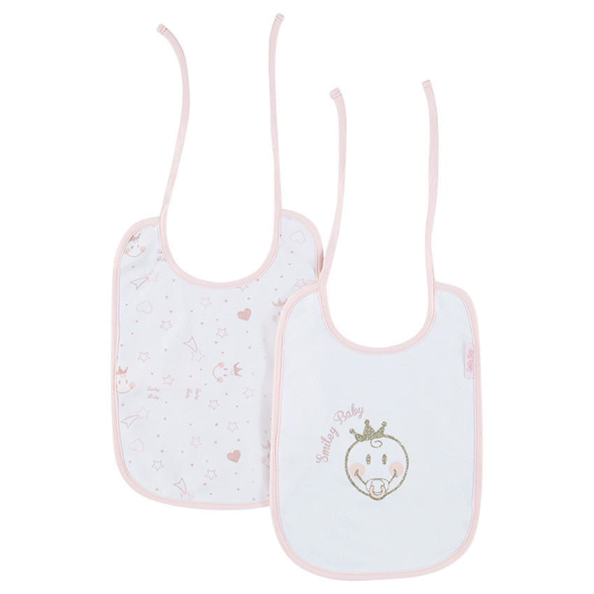 Juego de 2 baberos de punto Smiley Main Juego de 2 baberos de punto Smiley