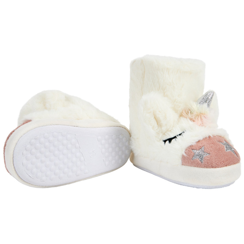 Botines de peluche con diseño de unicornio para niña 