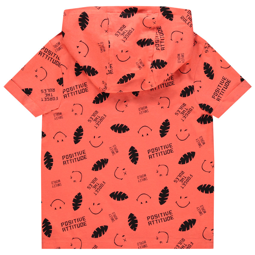 Camiseta manga corta con capucha estampado all-over 