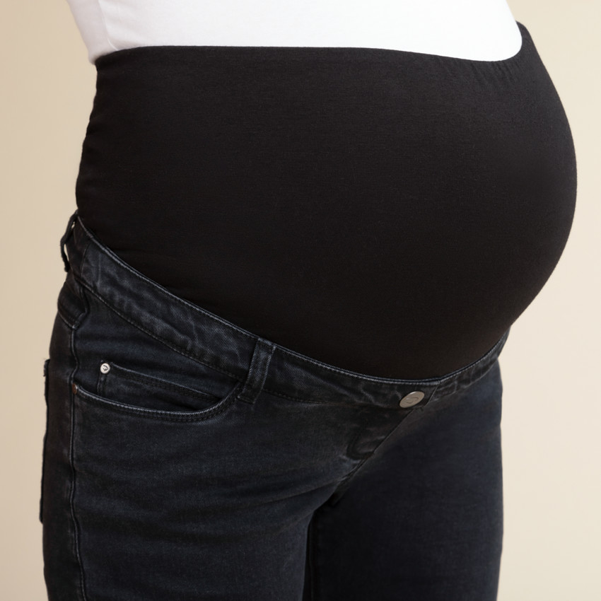 Jean flare de grossesse avec bandeau taille haute  