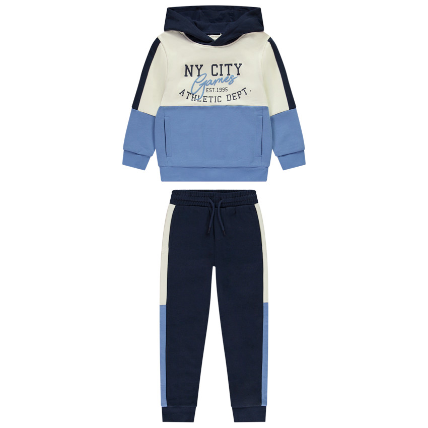 Conjunto jogging sudadera felpa efecto color block para niño 