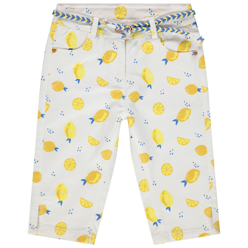 Pantalones cortos en twill estampado con cinturilla de cordón 