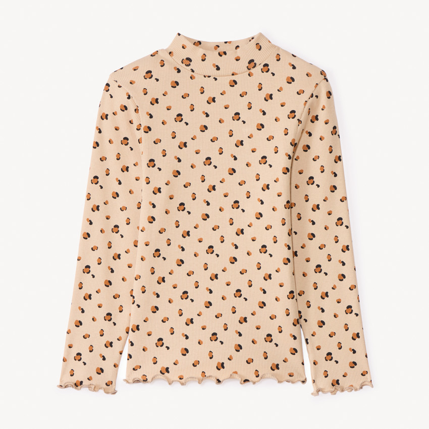 Sous-pull côtelé imprimé léopard pour fille 