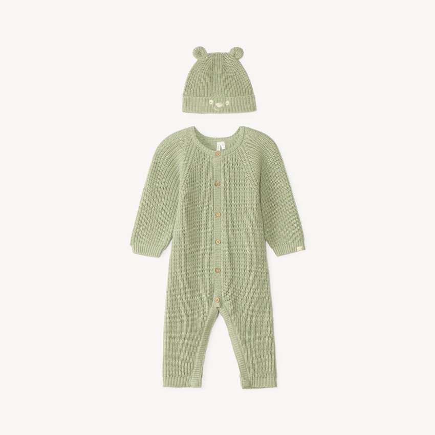 Conjunto de 2 piezas: mono + gorro de punto niño. 