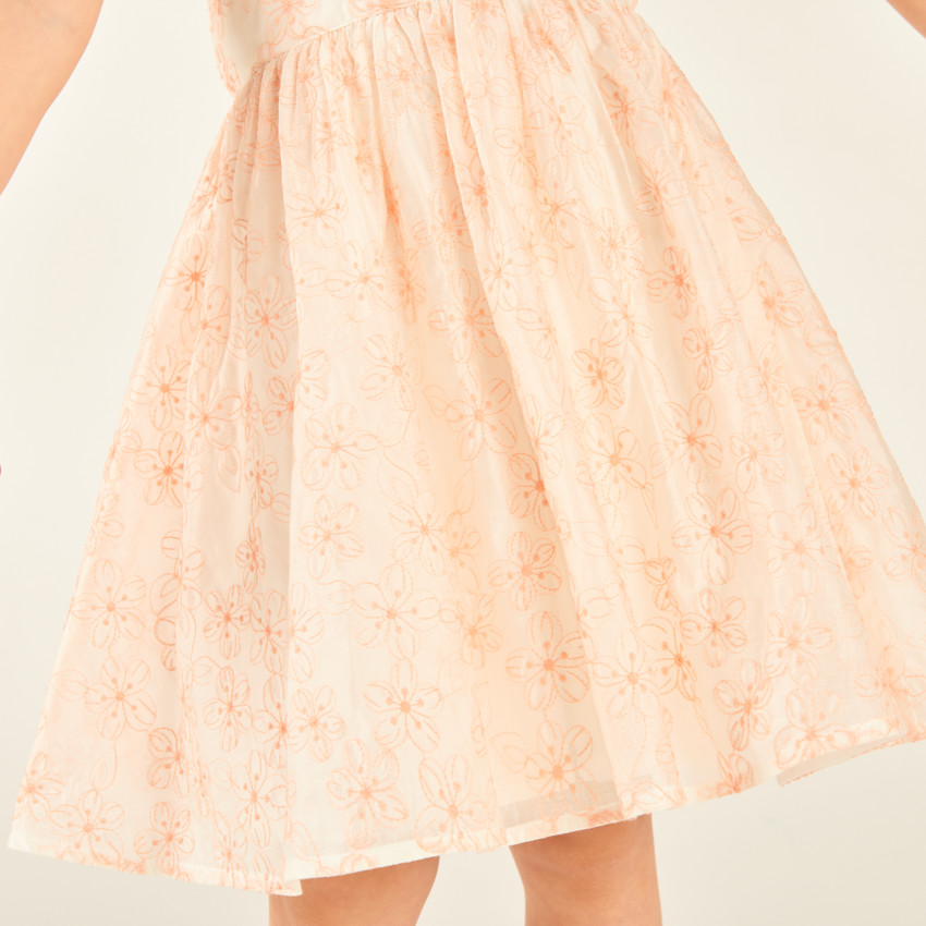 Ropa de tirantes asimétrica con flores bordadas para niña 