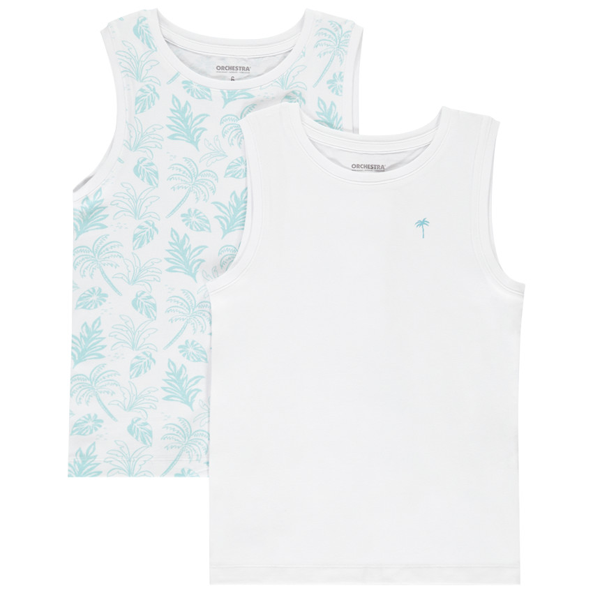 Lote de 2 maillots de cuerpo sin mangas con palmeras para niño 