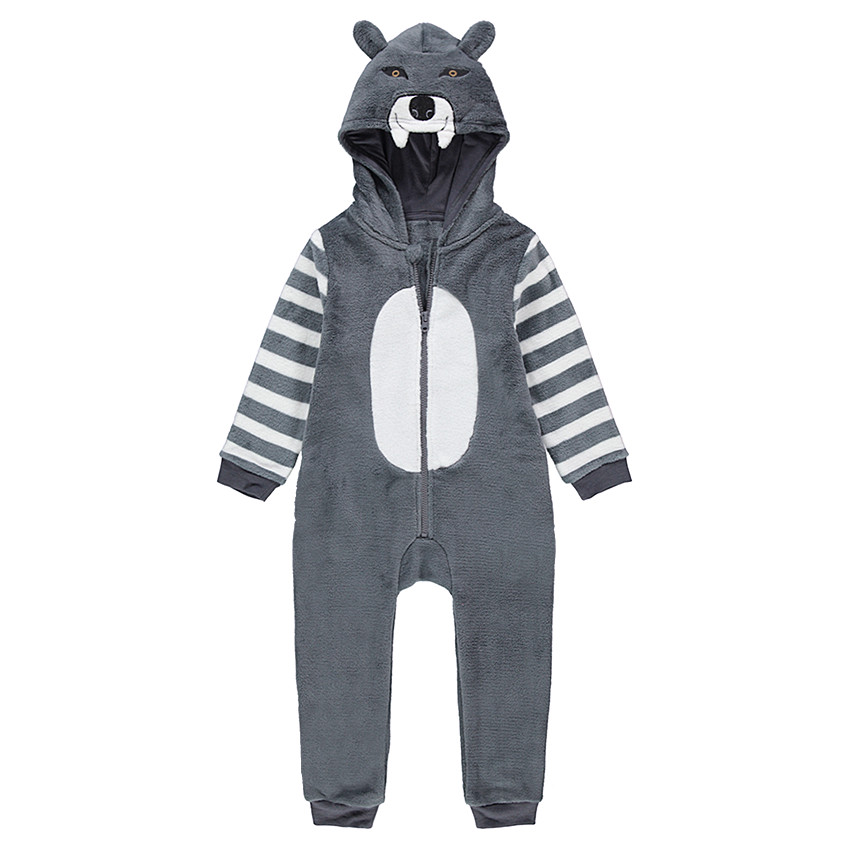 Pijama con lobo de polar con detalles de relieve 