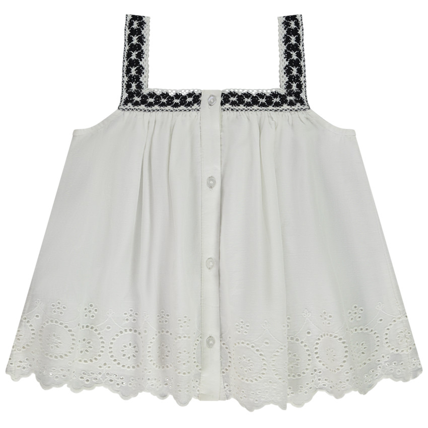 Túnica sin mangas con bordado inglés para niña 