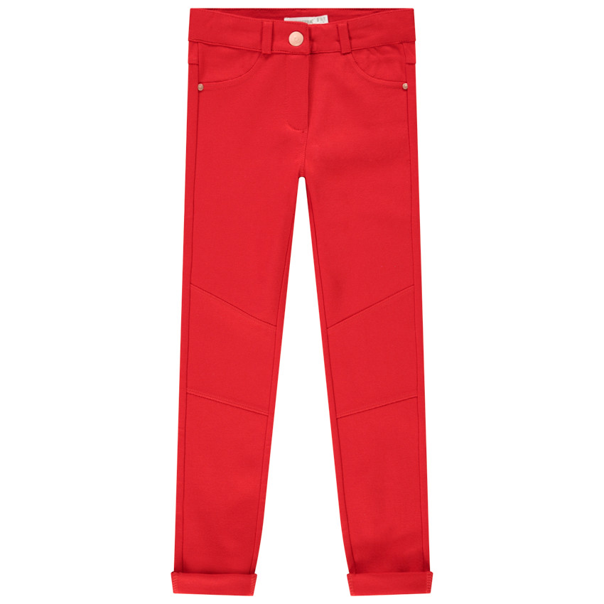 Pantalón milano liso con parches en las rodillas para niña 