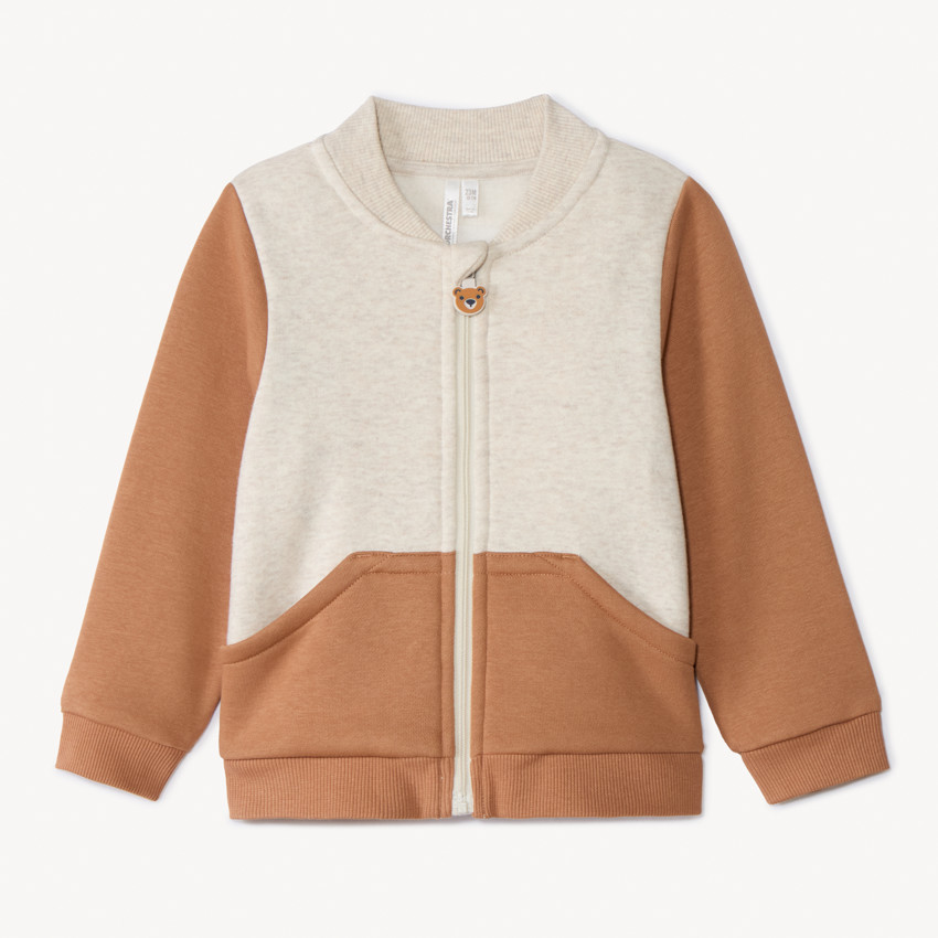 Chaleco efecto color block con parche de oso para bebé niño 