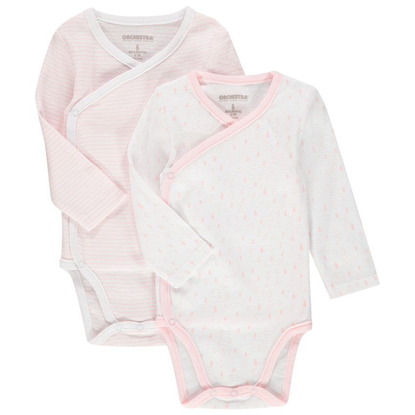 Body de manga larga de algodón ecológico con estampados y rayas 