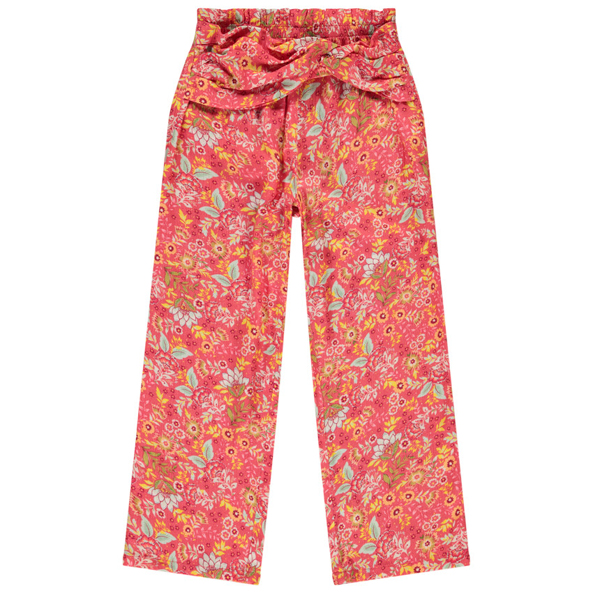 Pantalón fluido con estampado floral y detalle torsadado para niña 