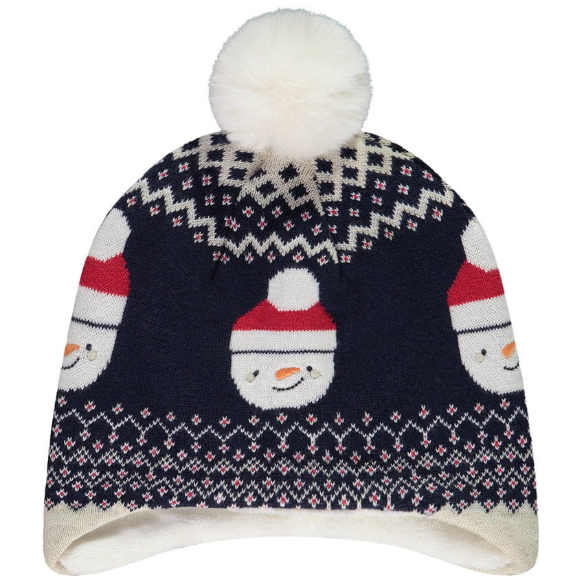 Gorro de punto jacquard con bonhommes de neige para bebé niño 