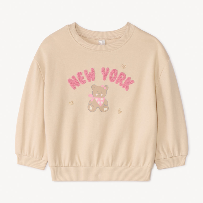 Sudadera de felpa oversize con parches de bucle para bebé niña 