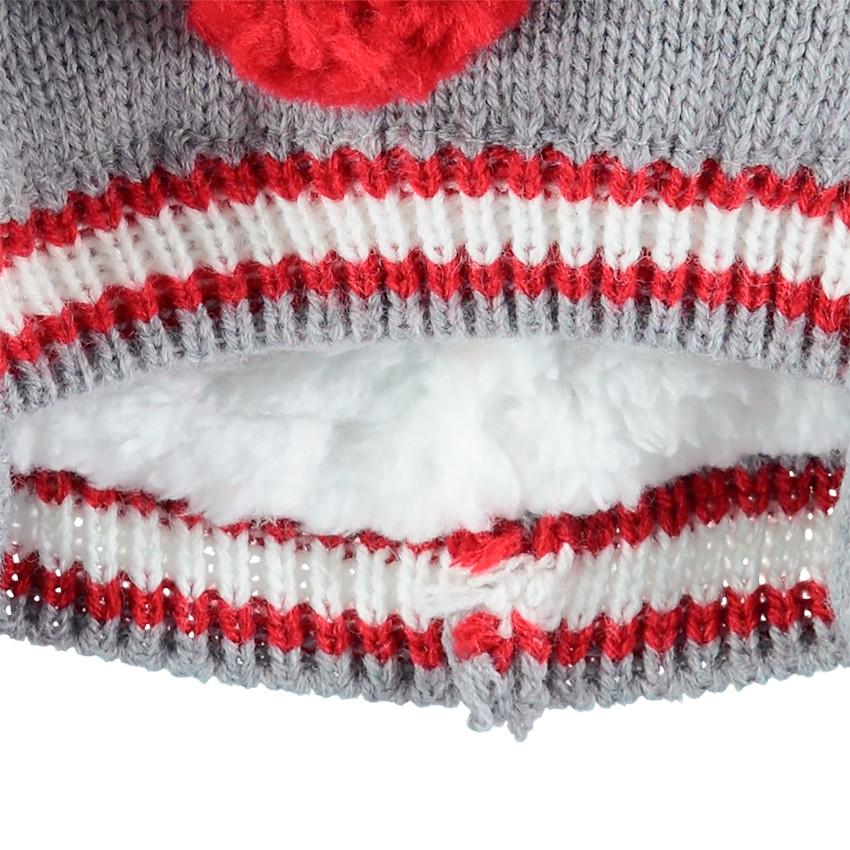 Gorro de punto con forro de borreguillo y forma de alce de estilo navideño 