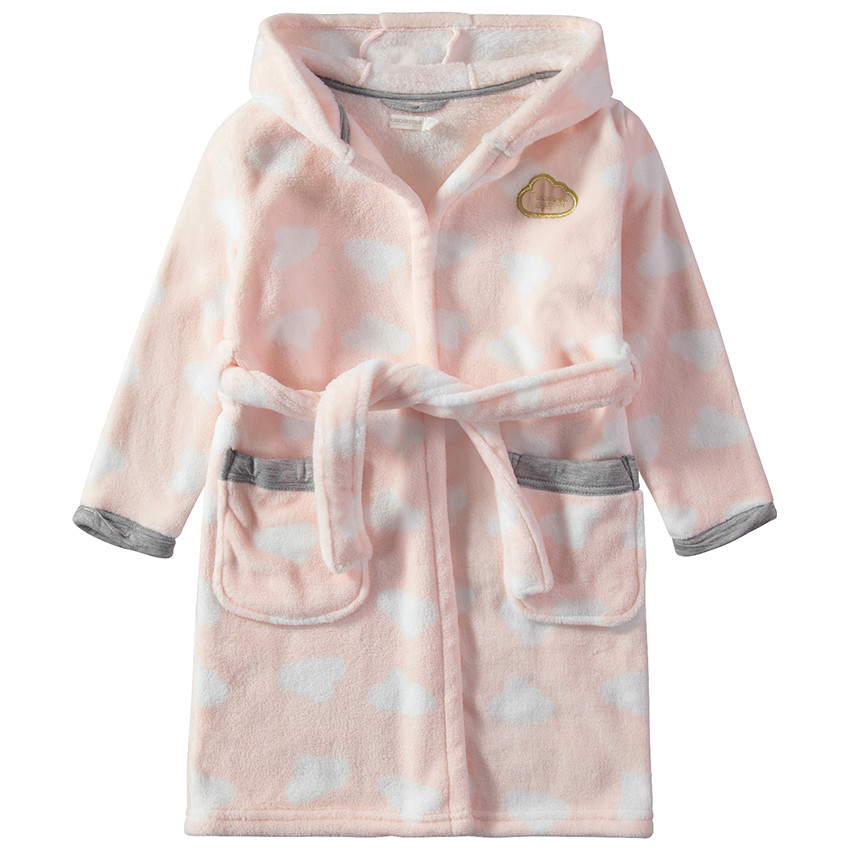 Bata de casa con capucha de borreguillo y nubes all over 