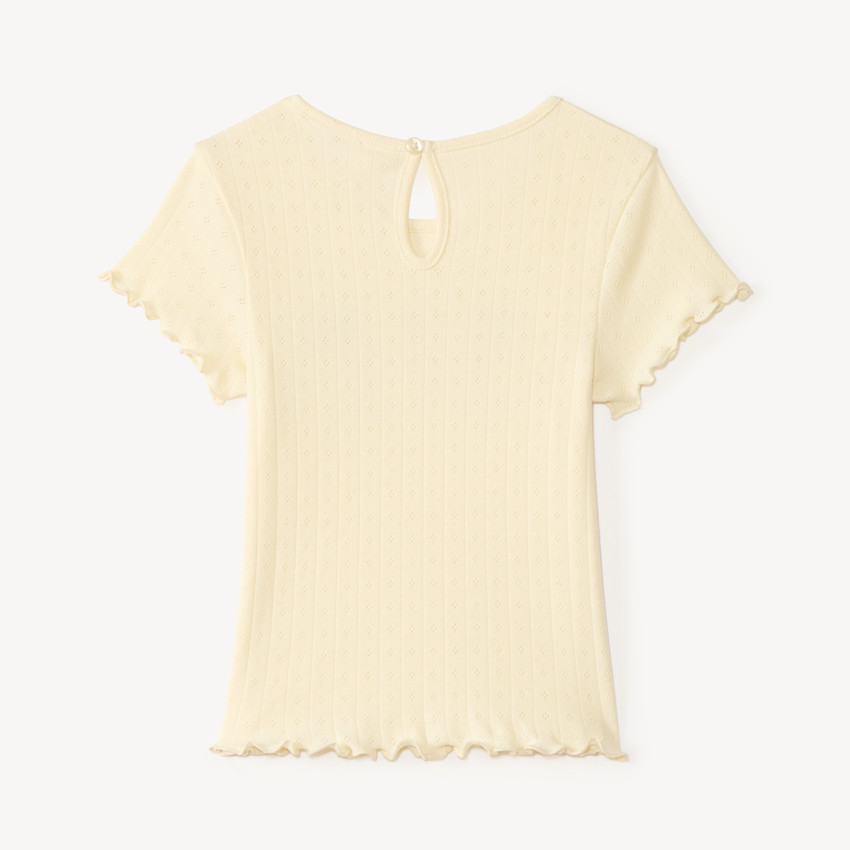 Camiseta de manga corta de punto con flores en relieve para bebé niña. 