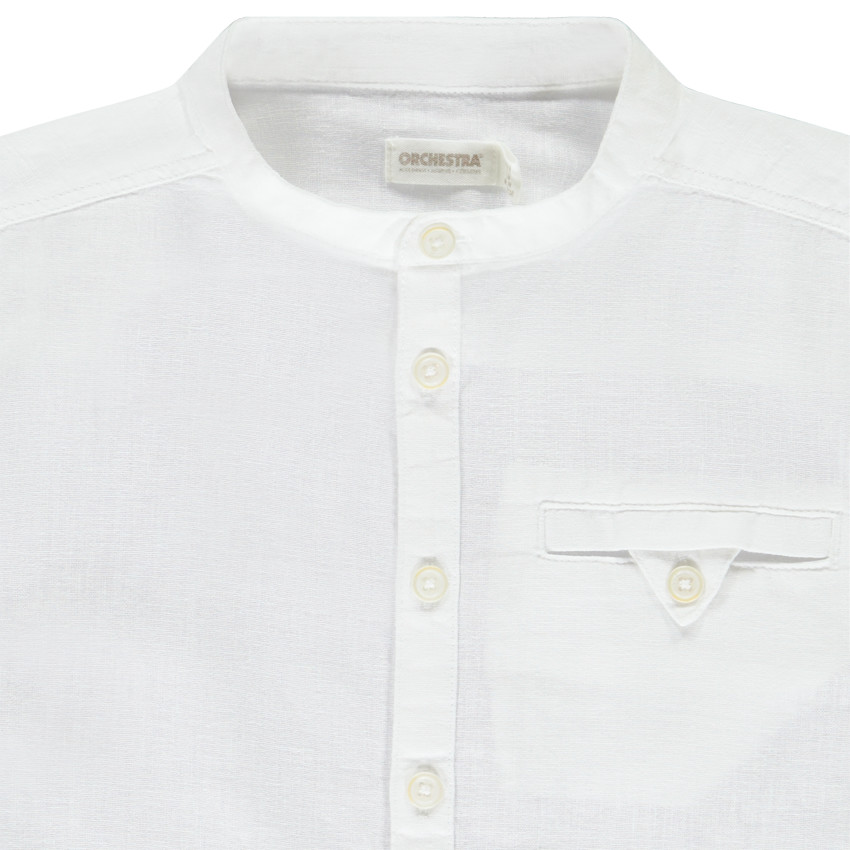 Camisa de manga corta lisa con cuello mao 