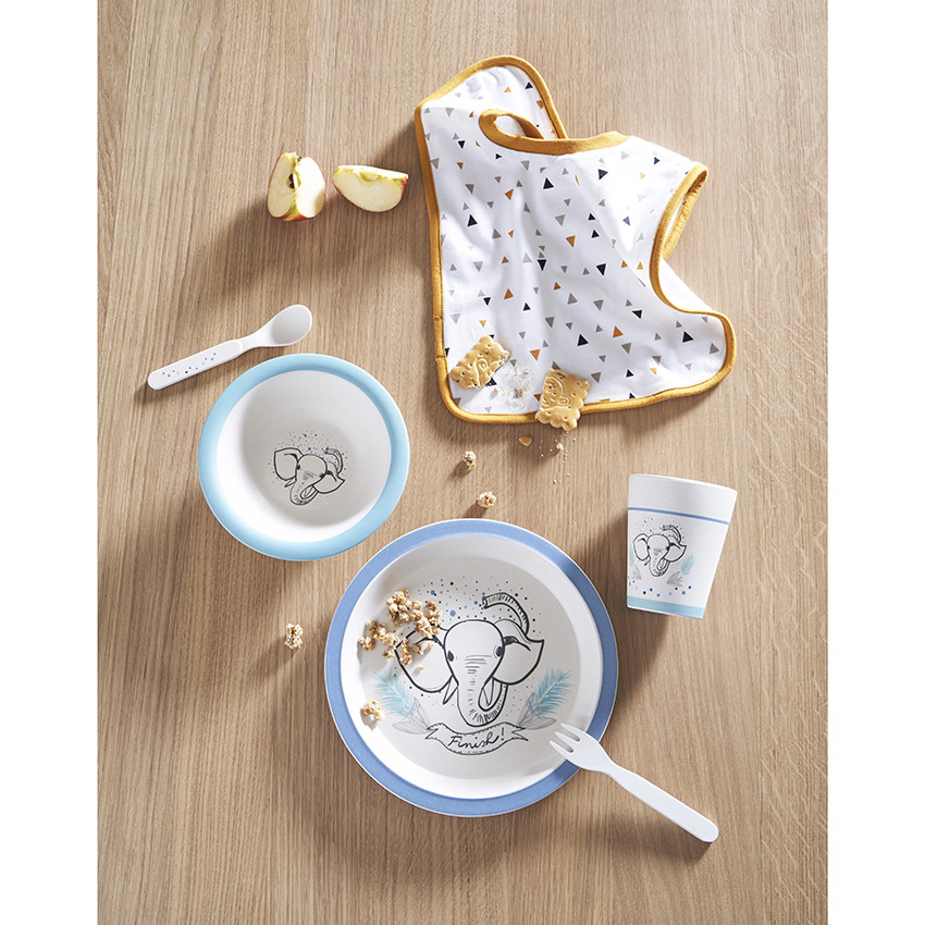 Conjunto para comer de bamboo 5 piezas - Elefante 