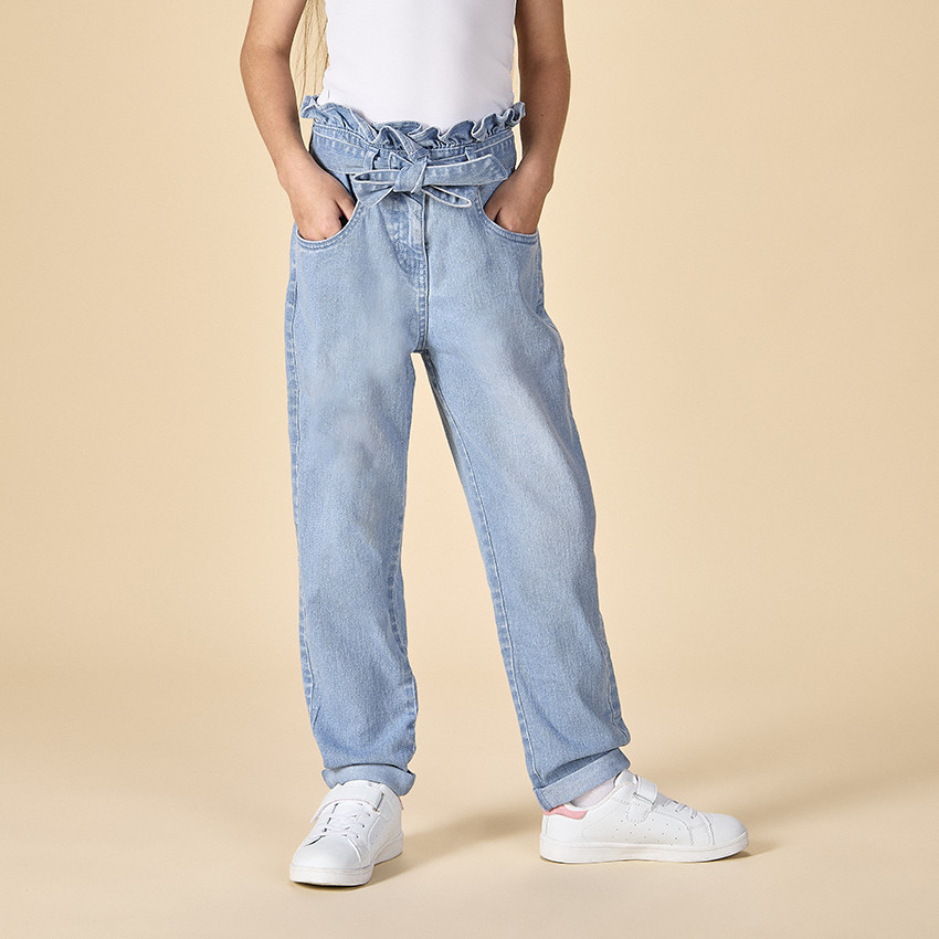 Jean paperbag con cinturón para niña 