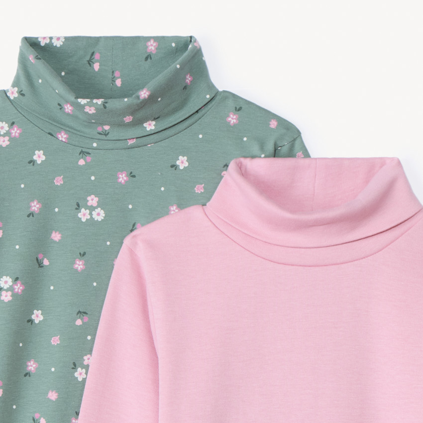 Lote de 2 camisetas interiores de cuello alto para niña 