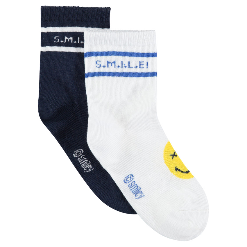 Juego de 2 pares de calcetines variados con Smiley de jacquard 