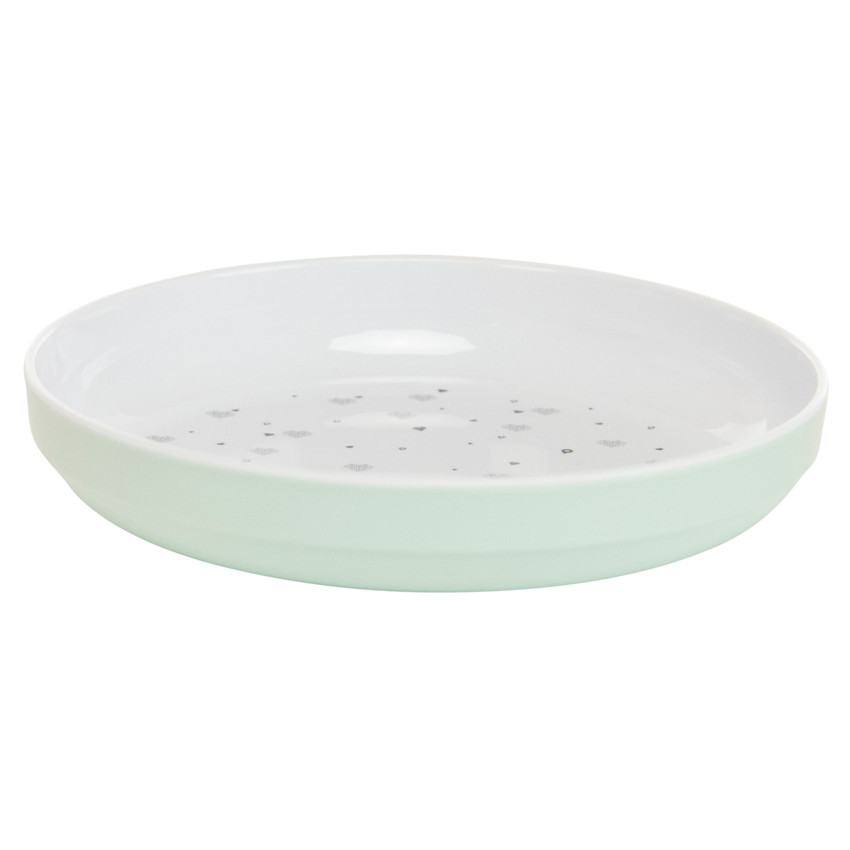 Assiette en mélamine imprimé cœurs vert 