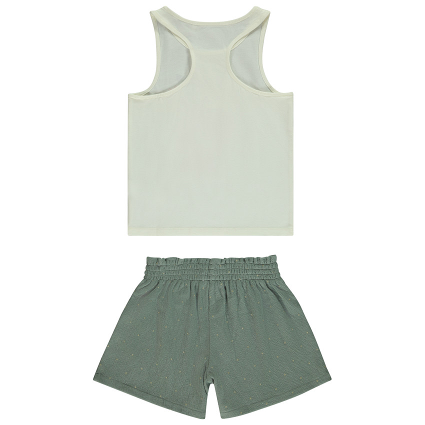 Conjunto de blusa sin mangas y short estampado para niña 