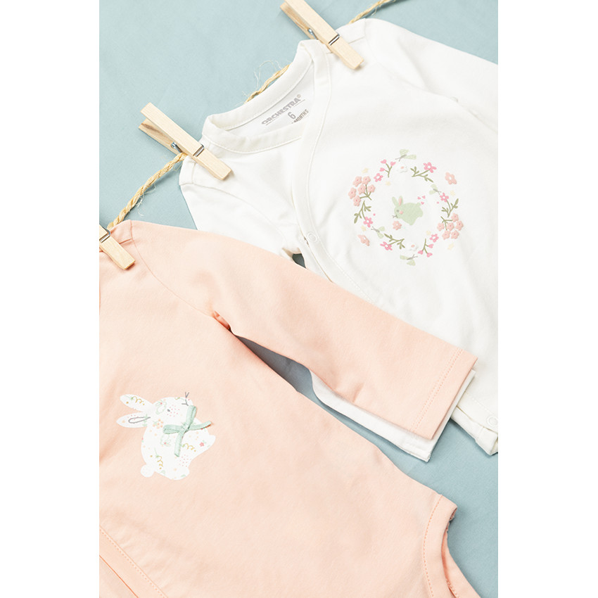 Pack de 5 bodies de manga larga con estampado de conejito 