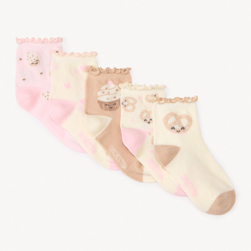 Lote de 5 pares de calcetines con motivos kawaii para niña 