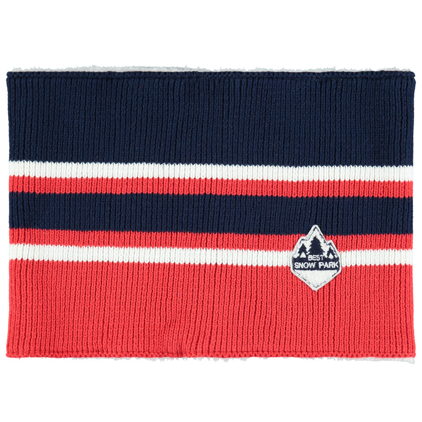 Júnior - Snood de borreguito de punto a rayas con insignia 