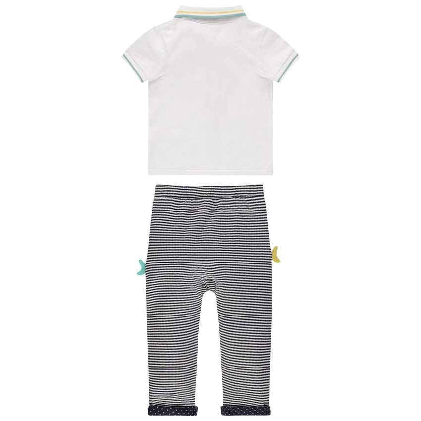 Conjunto con polo de manga corta y pantalón de rayas de algodón ecológico  Additional Conjunto con polo de manga corta y pantalón de rayas de algodón ecológico