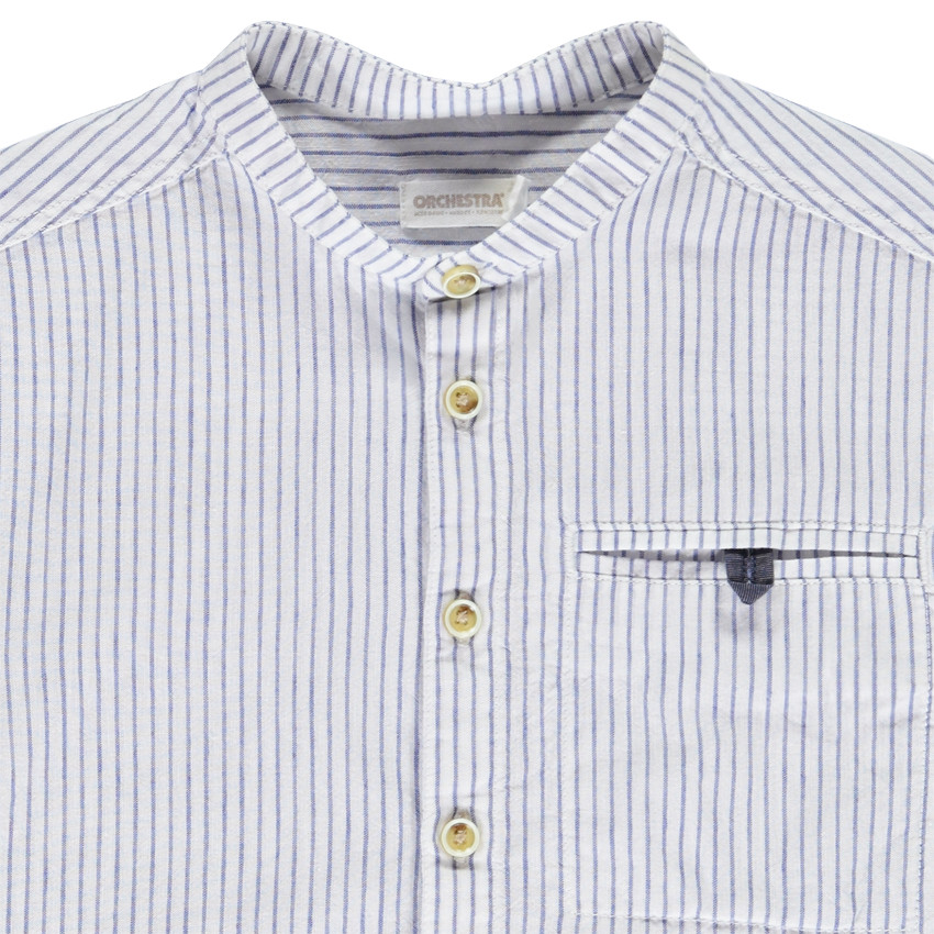 Camisa de manga corta a rayas con cuello mao para niño 