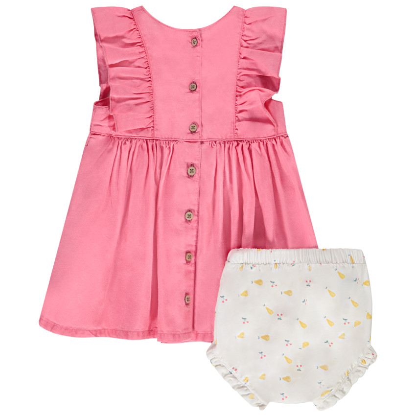 Conjunto 2 piezas vestido + bloomer estampado para niña bebé 