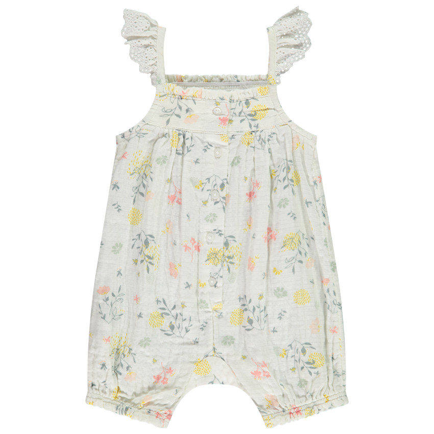 Combishort de algodón tubique estampado floral para bebé niña 
