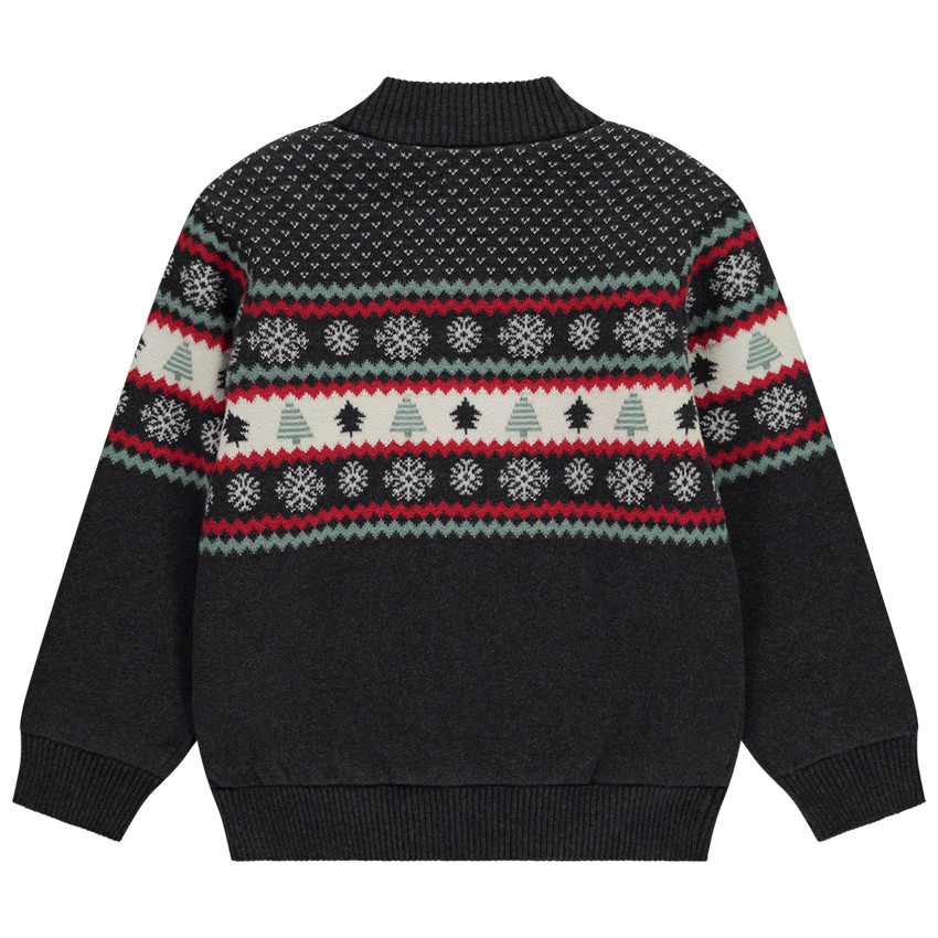 Chaleco de punto jacquard con cremallera espíritu navideño para niño 