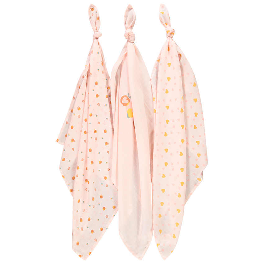 Pack 3 muselinas manzanas y corazones 
