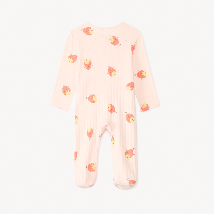 Saco de dormir con cremallera con estampado de fresas + babero para bebé niña 