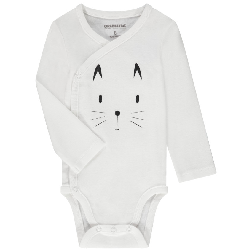 Pack de 3 bodies de manga larga para bebé con diferentes aperturas según la edad. 