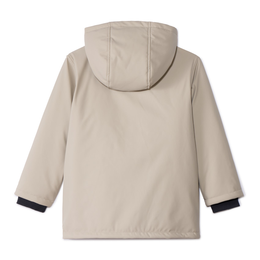 Parka de goma con capucha y forro de micropolar para niño. 