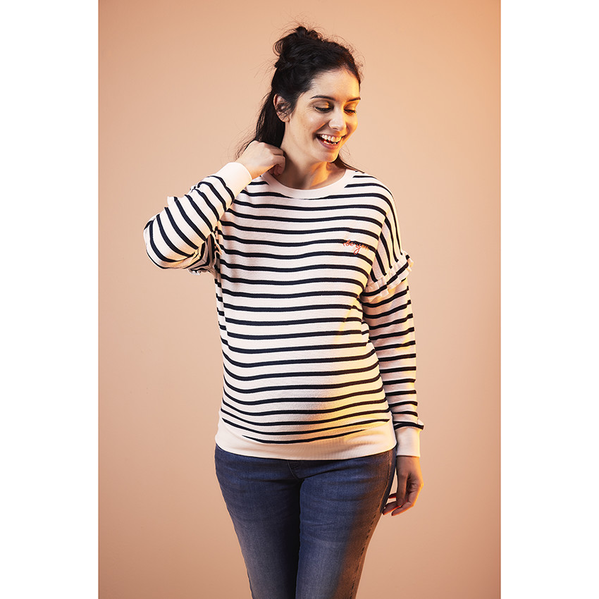 Sudadera de embarazo a rayas en jersey  Additional Sudadera de embarazo a rayas en jersey