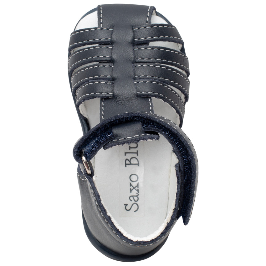 Nu-pieds bleus à brides et lanière à scratch 