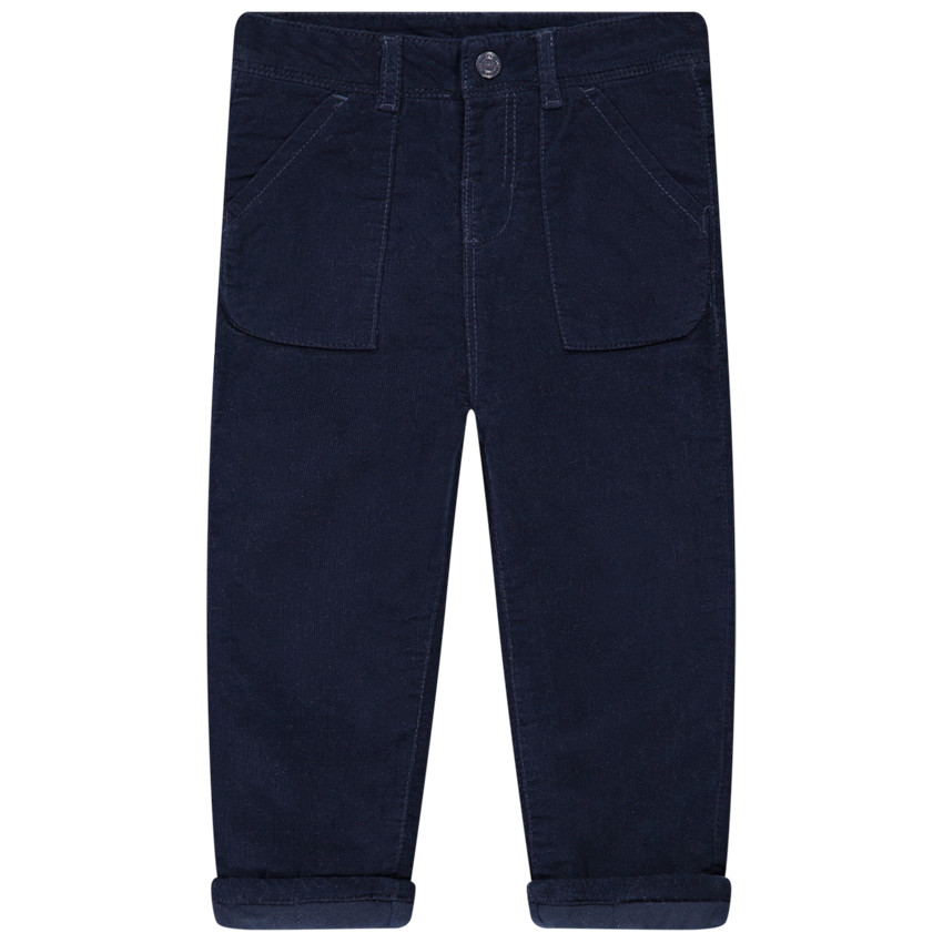 Pantalón liso de terciopelo forrado y con bolsillos para bebé niño 