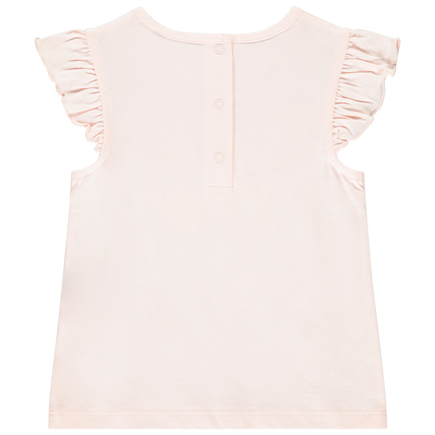 Camiseta de manga corta con estampado de glitter flúor para niña 