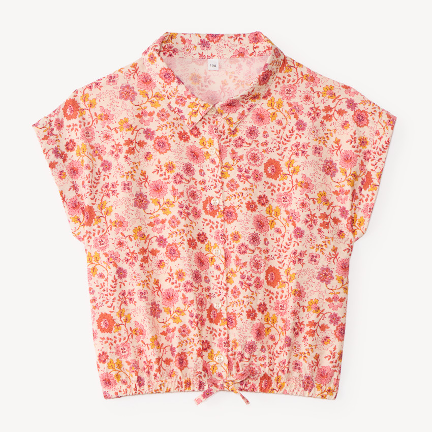 Camisa de manga corta para niña con estampado floral 