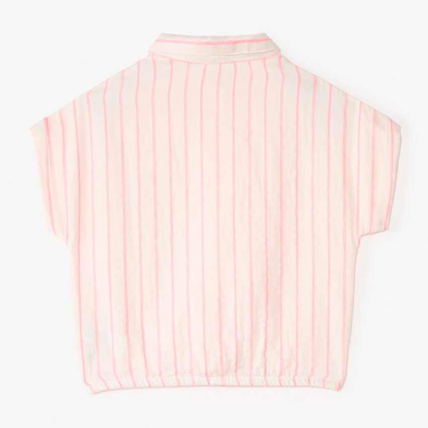 Camisa de manga corta de tela a rayas para niña 