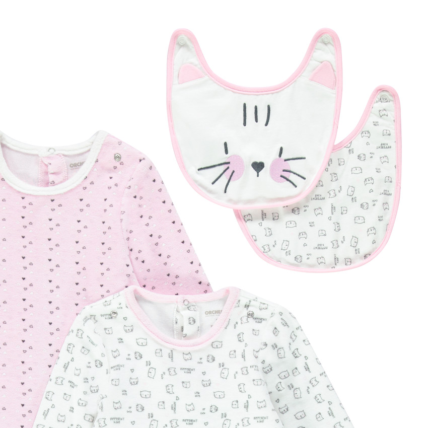 Juego de 2 pijamas de terciopelo con babero desmontable   Additional Juego de 2 pijamas de terciopelo con babero desmontable